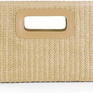 Women Straw Clutch Purse Top Handle Summer Beach Vacation Handbag
